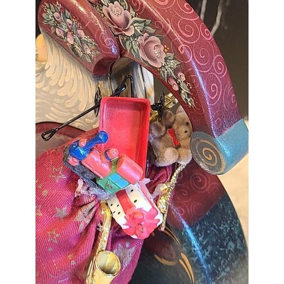 1994 HandMade SantaClaus Duck Sleigh Solid Wood Figurine Folk Art One Of A Kind - Picture 8 of 12